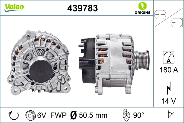 Alternator (14V, 180A) potrivit AUDI A3, TT; SEAT ALHAMBRA; SKODA KODIAQ, OCTAVIA III, SUPERB III, YETI; VW ARTEON, ARTEON SHOOTING BRAKE, CADDY ALLTRACK, CADDY ALLTRACK MINIVAN 1.4-2.0D 06.08-