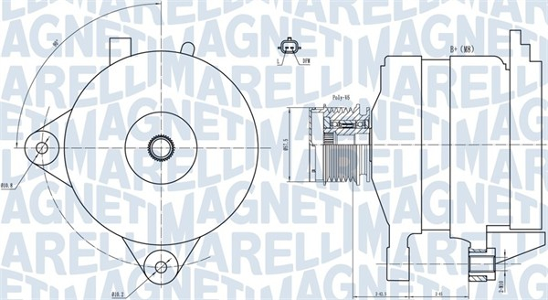 Alternator (14V, 180A) potrivit CITROEN C5 III, C6; PEUGEOT 407, 607 2.7D 12.04-