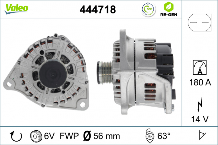 Alternator (14V, 180A) potrivit IVECO DAILY IV, DAILY V, DAILY VI; CITROEN JUMPER II; FIAT DUCATO; PEUGEOT BOXER 2.3D 3.0CNG 3.0D 04.06-