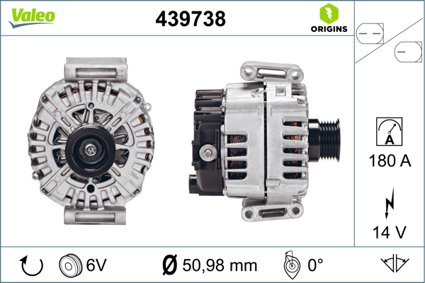 Alternator (14V, 180A) potrivit MERCEDES C (C204), C T-MODEL (S204), C (W204), CLS (C218), E (A207), E (C207), E T-MODEL (S212), E (W212), GLE (W166), GLK (X204), M (W166) 2.1D-3.5 03.06-