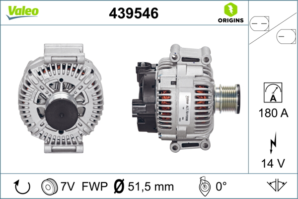 Alternator (14V, 180A) potrivit MERCEDES C T-MODEL (S203), C T-MODEL (S204), C (W203), C (W204), CLK (A209), CLK (C209), CLS (C218), E (A207), E (C207), E T-MODEL (S211) 2.0D-4.0D 09.03- [3]