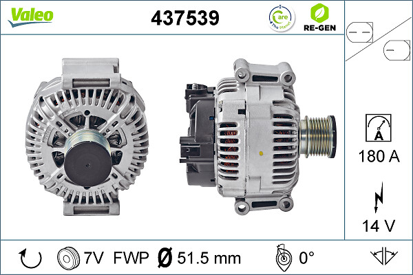 Alternator (14V, 180A) potrivit MERCEDES C T-MODEL (S203), C T-MODEL (S204), C (W203), C (W204), CLK (A209), CLK (C209), CLS (C218), E (A207), E (C207), E T-MODEL (S211) 2.0D-4.0D 09.03-