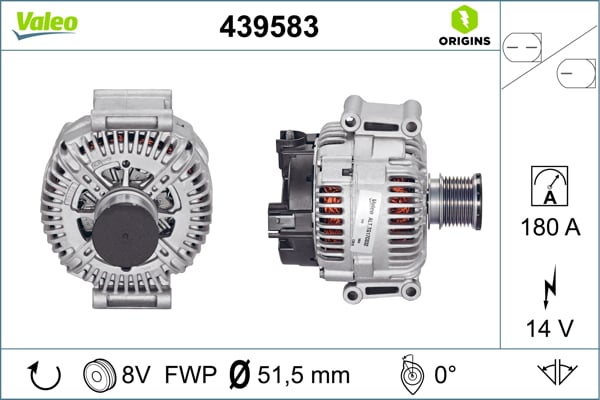 Alternator (14V, 180A) potrivit MERCEDES G (W463), GL (X164), M (W164), M (W166), R (W251, V251) 3.0D 4.0D 07.05-