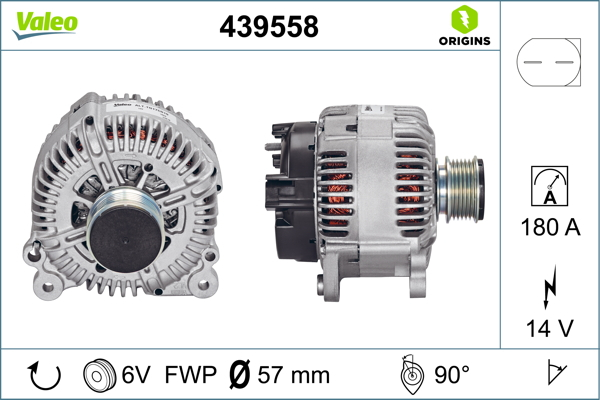 Alternator (14V, 180A) potrivit SEAT EXEO, EXEO ST; SKODA SUPERB II, YETI; VW CC B7, CRAFTER 30-35, CRAFTER 30-50, MULTIVAN T5, PASSAT ALLTRACK B7, PASSAT B6, PASSAT B7 1.4-3.6 08.03-12.17