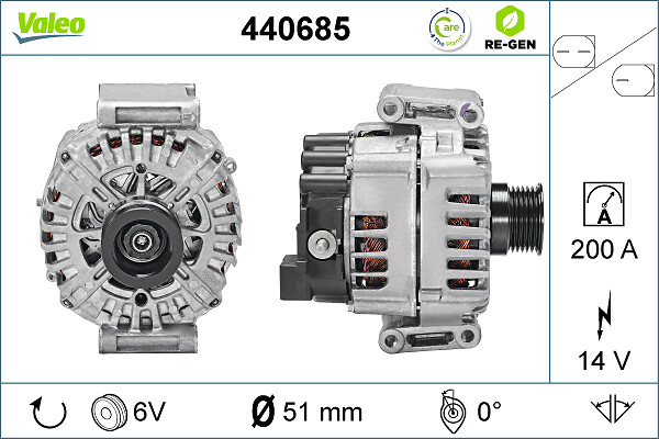 Alternator (14V, 200A) potrivit MERCEDES C (A205), C (C205), C T-MODEL (S205), C (W205), CLS (C218), CLS SHOOTING BRAKE (X218), E (A207), E (C207), E T-MODEL (S212), E (W212) 1.8-2.2D 06.06-