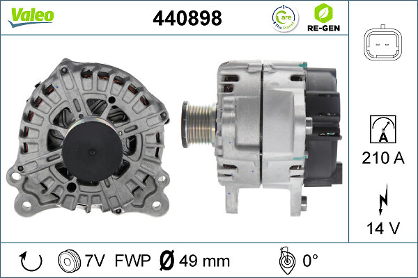 Alternator potrivit RENAULT ESPACE IV, LAGUNA, LAGUNA II, LAGUNA III, VEL SATIS 2.0D dupa 2005 - (14V, 210A) [3]
