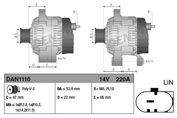Alternator (14V, 220A) LAND ROVER RANGE ROVER III, RANGE ROVER IV, RANGE ROVER SPORT 4.4D dupa 2010 [3]