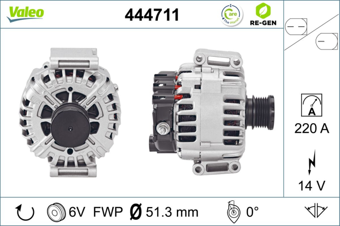 Alternator (14V, 220A, reconditionat) potrivit MERCEDES SPRINTER 3,5-T (B906), SPRINTER 3-T (B906), SPRINTER 4,6-T (B906), SPRINTER 4-T (B904), SPRINTER 5-T (B906) 2.1D-3.5 04.00-12.18