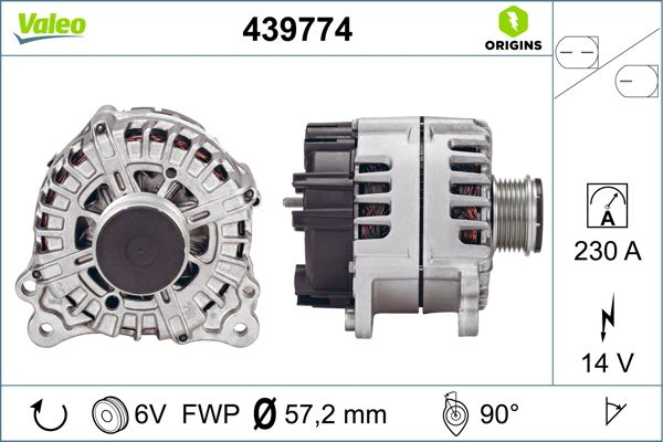 Alternator (14V, 230A) potrivit PORSCHE CAYENNE, PANAMERA; VW TOUAREG 3.0D-4.2 01.10-