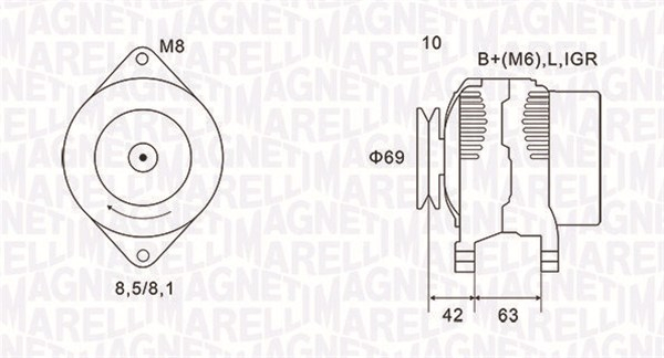 Alternator (14V, 65A) CHEVROLET MATIZ, SPARK; DAEWOO MATIZ 0.8-1.0LPG dupa 1998