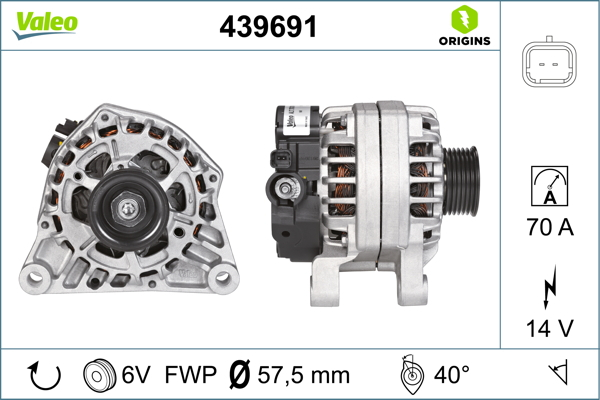 Alternator (14V, 70A) potrivit CITROEN BERLINGO, BERLINGO MULTISPACE, BERLINGO MINIVAN, C15 MINIVAN, JUMPY I, NEMO, NEMO MINIVAN, XSARA, XSARA PICASSO, XSARA HATCHBACK 1.1-2.0 06.96-