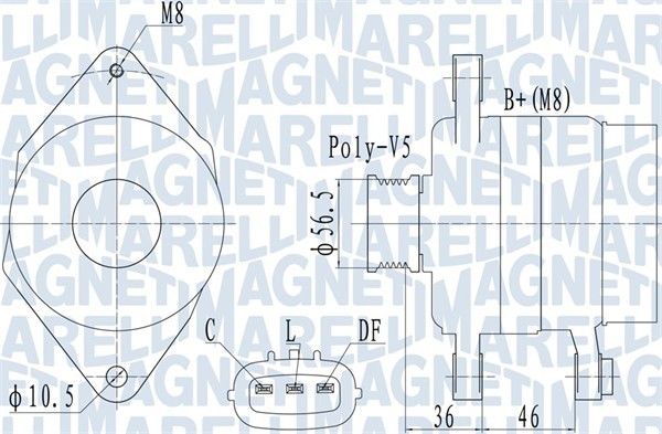 Alternator (14V, 70A) potrivit HYUNDAI I10 I, I20 I 1.2 1.2LPG 09.08-12.15