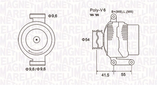 Alternator (14V, 75A) ALFA ROMEO MITO; FIAT 500, 500 C, DOBLO, DOBLO CARGO, FIORINO, GRANDE PUNTO, IDEA, LINEA, PANDA, PUNTO, PUNTO EVO, QUBO, STRADA; LANCIA MUSA, YPSILON 1.3D dupa 2003