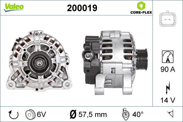 Alternator (14V, 80A) potrivit CITROEN BERLINGO, BERLINGO MULTISPACE, BERLINGO MINIVAN, C4, C4 GRAND PICASSO I, C4 I, C4 PICASSO I, C5 I, C5 II, C5 III, C8, JUMPY I, JUMPY II 1.1-2.2 06.96-