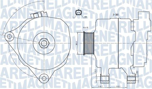 Alternator (14V, 80A) potrivit CITROEN C4 I, C5 II, C8, NEMO, XSARA, XSARA PICASSO; FIAT FIORINO MINIVAN, ULYSSE; PEUGEOT 206, 307, 406, 607, BIPPER TEPEE 1.1-2.2 04.97-