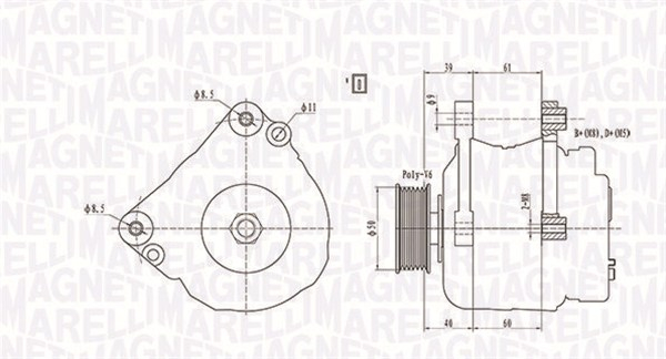 Alternator (14V, 90A) AUDI 80, CABRIOLET; SKODA FELICIA I, FELICIA II; VW CORRADO, GOLF III, PASSAT, TRANSPORTER IV, VENTO 1.9D-2.9 intre 1990-2003