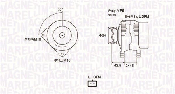 Alternator (14V, 90A) CITROEN BERLINGO, BERLINGO MULTISPACE, JUMPER; FIAT DUCATO; PEUGEOT 207, BOXER, PARTNER 1.4D-2.2D dupa 2001