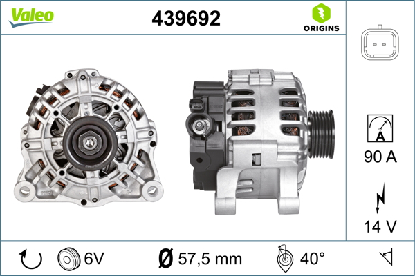 Alternator (14V, 90A) potrivit CITROEN BERLINGO, BERLINGO MULTISPACE, BERLINGO MINIVAN, C4, C4 GRAND PICASSO I, C4 I, C4 PICASSO I, C5 I, C5 II, C5 III, C8, JUMPY I, JUMPY II 1.1-2.2 06.96-