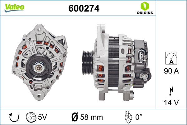 Alternator (14V, 90A) potrivit HYUNDAI I10 II; KIA RIO III 1.2 1.25 09.11-