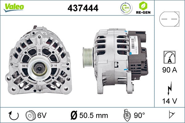 Alternator (14V, 90A) potrivit SEAT CORDOBA, IBIZA III, IBIZA IV, IBIZA IV SC, IBIZA IV ST, TOLEDO IV; SKODA FABIA I, FABIA I PRAKTIK, FABIA II, RAPID, ROOMSTER, ROOMSTER PRAKTIK 1.0-2.0 07.01-