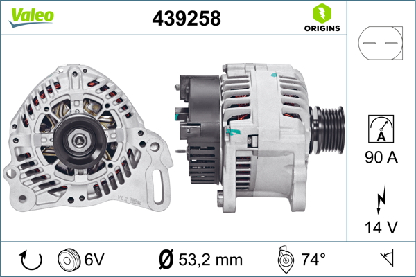 Alternator (14V, 90A) potrivit VW TRANSPORTER T4 1.9D 2.0 07.90-04.03