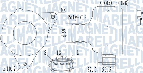 Alternator (28V, 90A) potrivit IVECO EUROSTAR, EUROTECH MH, EUROTECH MP, EUROTRAKKER, STRALIS I, TRAKKER I, TRAKKER II 10.3D-8.7D 01.93-