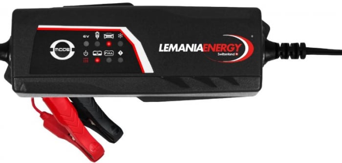 Aparat incarcat baterii auto LEM61238, voltaj incarcare: 6 12 V LEMANIA ENERGY, curent incarcare: 0,8 3,8A, alimentare: 230V, tip baterie: AGM EFB LiFePO4 VRLA WET