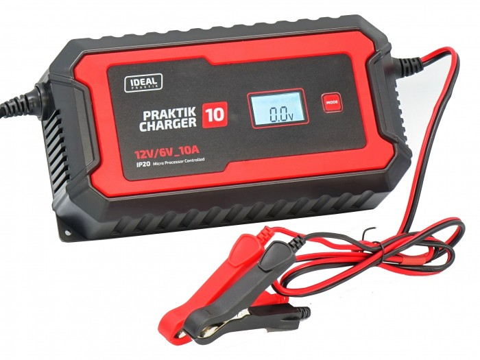 Aparat incarcat baterii auto PRAKTIK CHARGER 10 LCD, voltaj incarcare: 6 12 V IDEAL, curent incarcare: 10A, alimentare: 230V, tip baterie: AGM EFB GEL MF WET