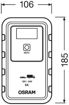 Aparat incarcat baterii auto, voltaj incarcare: 12/24 V OSRAM, curent incarcare: 8A, alimentare: 230V, tip baterie: AGM/Li-Ion/VRLA [3]