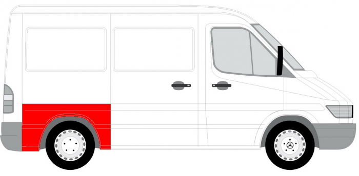 Aripa spate dreapta model scurt, lungime 80mm MERCEDES SPRINTER; VW LT intre 1995-2006 [2]