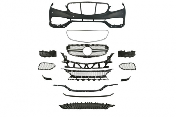 Bara Fata, cu dunga rosie, AMG STYLING, cu grilaj; cu grilaje; cu intarire; cu paranteze de montaj, cu gauri pentru senzorii de parcare, grunduit potrivit MERCEDES E T-MODEL S212 02.13