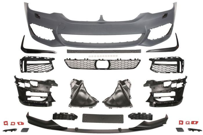 Bara Fata, cu montare radar, M PERFORMANCE, cu grilaje, cu orificii proiector ceata, cu gauri pentru spalator de faruri, grund potrivit BMW 5 G30, F90 02.17-