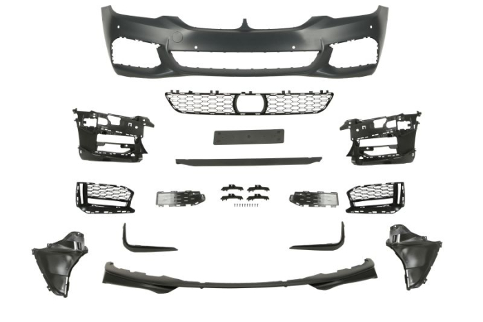 Bara Fata, cu montare radar, M PERFORMANCE, cu grilaje, cu orificii proiector ceata, numar orificii senzori parcare: 6, grund potrivit BMW 5 G30 02.17-