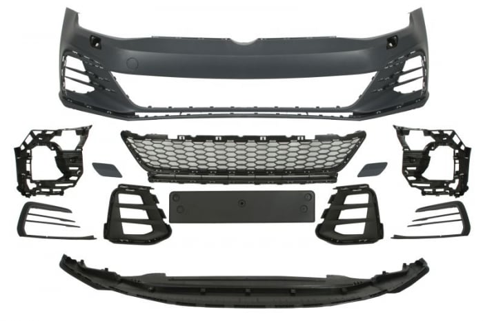 Bara (Fata, GTI, cu grilaje; cu paranteze de montaj; cu valabilitate, cu orificii lampa ceata, grunduit) potrivit VW GOLF ALLTRACK VII Hatchback 08.12-03.17