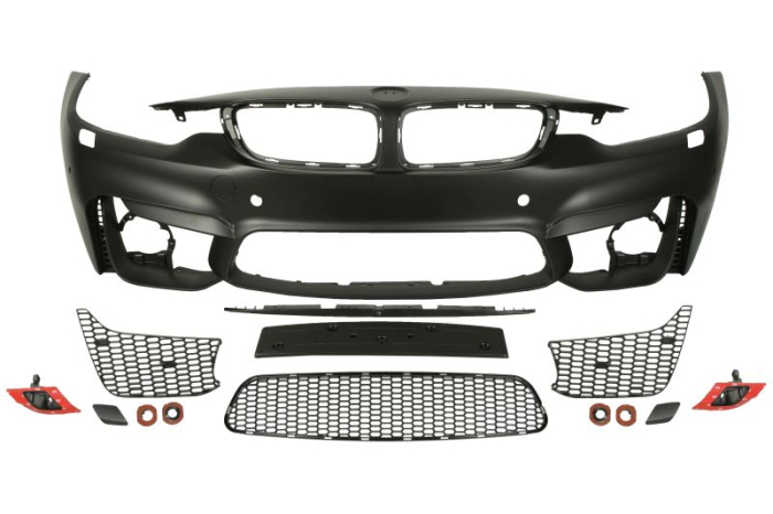 Bara Fata, pachet M, complet, cu orificii proiector ceata, cu gauri pentru senzorii de parcare, grund potrivit BMW 4 F32, F82, 4 F33, F83, 4 GRAN COUPE F36 07.13-02.17