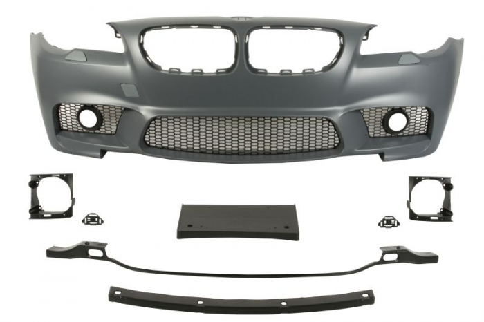 Bara Fata, pachet M, cu grilaje, cu gauri pentru lampa de ceata, cu gauri pentru spalator de faruri, grunduit potrivit BMW 5 F10, 5 F11 06.13-02.17