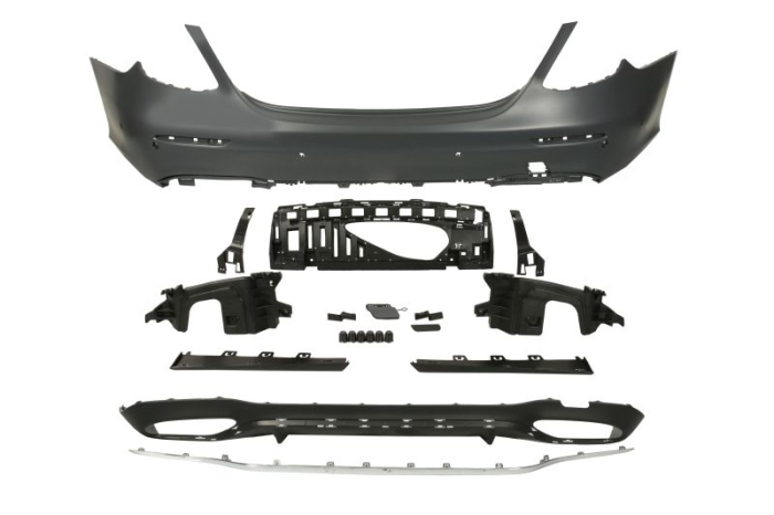 Bara Spate, AMG STYLING, cu dunga; cu paranteze de montaj; cu valabilitate, cu gauri pentru senzorii de parcare, grund potrivit MERCEDES E ALL-TERRAIN S213 Sedan 01.16-