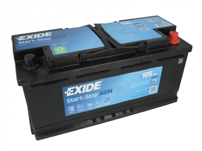 Baterie EXIDE 12V 105Ah/950A START&STOP AGM (R+ Borna standard) 392x175x190 B13 - flansa montare 10.5 mm  [2]
