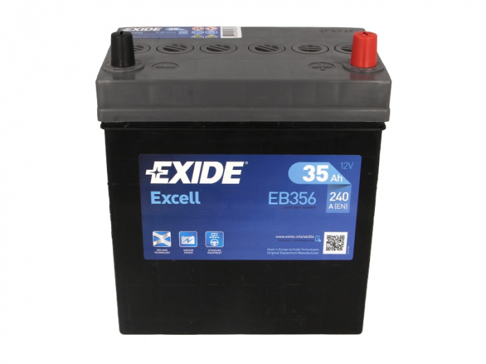 Baterie EXIDE 12V 35Ah/240A EXCELL (R+ borna subtire (vehicule japoneze)) 187x127x220 B00 - fara flansa montare  [3]