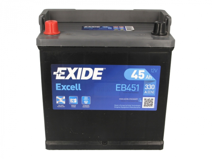 Baterie EXIDE 12V 45Ah/330A EXCELL (L+ Borna standard) 220x135x225 B01 - flansa montare 10.5 mm  [3]