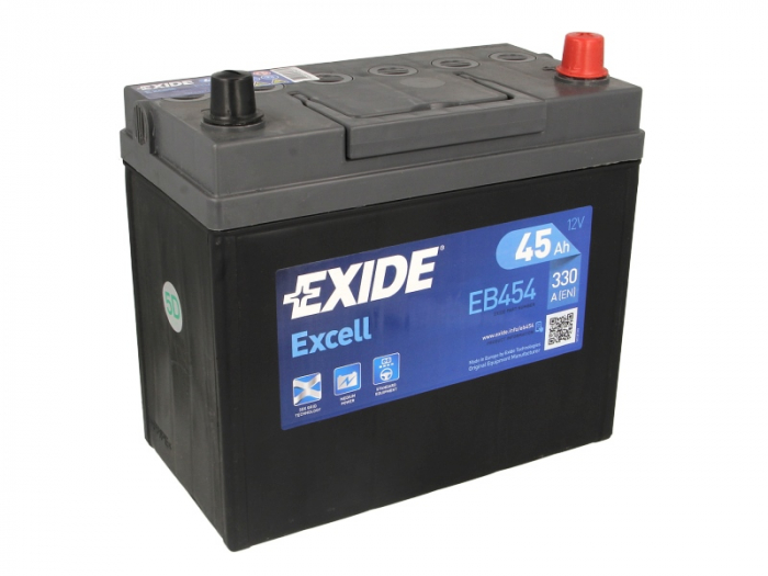 Baterie EXIDE 12V 45Ah/330A EXCELL (R+ Borna standard) 234x127x220 B00 - fara flansa montare  [2]