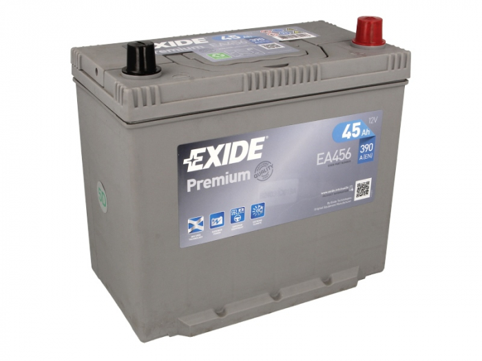Baterie EXIDE 12V 45Ah/390A PREMIUM (R+ borna subtire (vehicule japoneze) + Borna standard) 235x127x226 B01 - flansa montare 10.5 mm  [2]