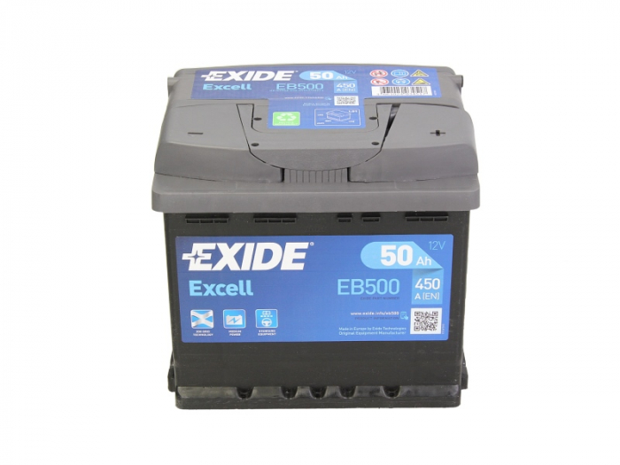 Baterie EXIDE 12V 50Ah/450A EXCELL (R+ Borna standard) 207x175x190 B13 - flansa montare 10.5 mm  [3]