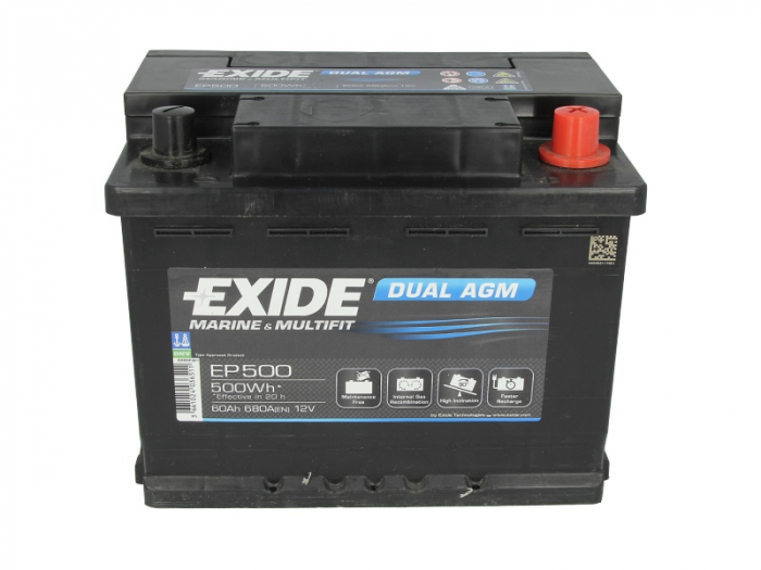 Baterie EXIDE 12V 60Ah/680A DUAL AGM (R+ Borna standard) 242x175x190 B13 - flansa montare 10.5 mm aplicatie duala [3]
