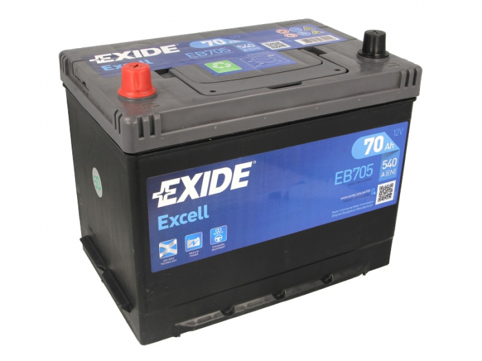 Baterie EXIDE 12V 70Ah/540A EXCELL (L+ Borna standard) 270x173x222 B9 - flansa montare 29 mm (Pornire) [2]