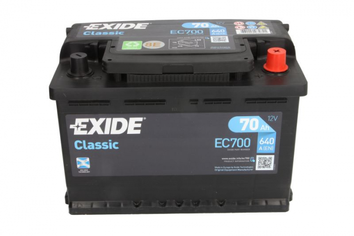 Baterie EXIDE 12V 70Ah/640A CLASSIC (R+ Borna standard) 278x175x190 B13 - flansa montare 10.5 mm [3]