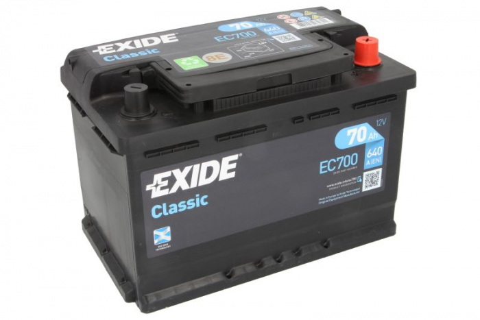 Baterie EXIDE 12V 70Ah/640A CLASSIC (R+ Borna standard) 278x175x190 B13 - flansa montare 10.5 mm [2]