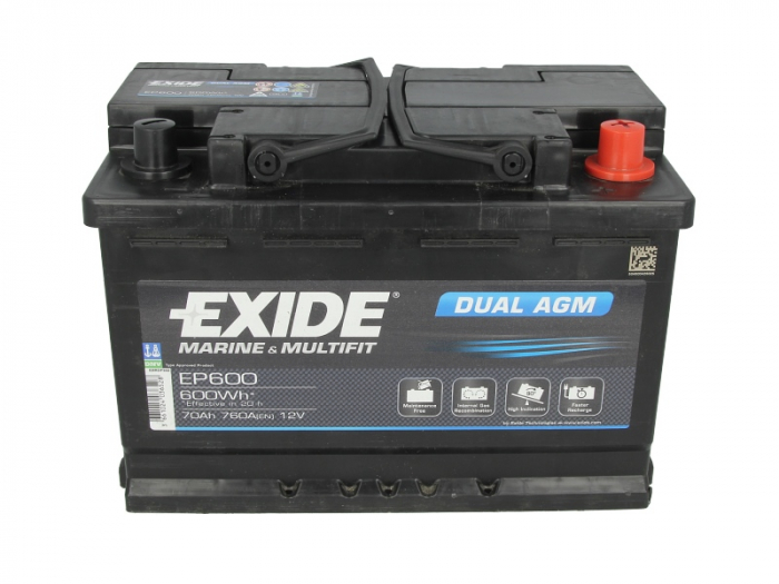 Baterie EXIDE 12V 70Ah/760A DUAL AGM (R+ Borna standard) 278x175x190 B13 - flansa montare 10.5 mm aplicatie duala [3]