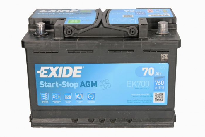 Baterie EXIDE 12V 70Ah/760A START&STOP AGM (R+ Borna standard) 278x175x190 B13 - flansa montare 10.5 mm [3]