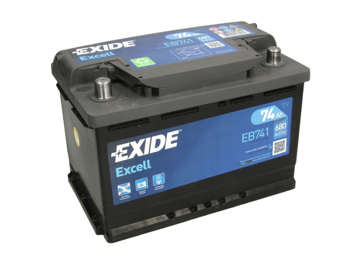 Baterie EXIDE 12V 74Ah/680A EXCELL (L+ Borna standard) 278x175x190 B13 - flansa montare 10.5 mm  [2]